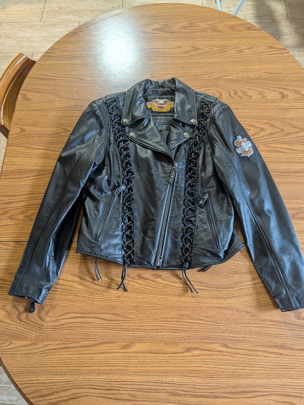 Harley-Davidson Black Lace-Up Women's Leather Moto Jacket